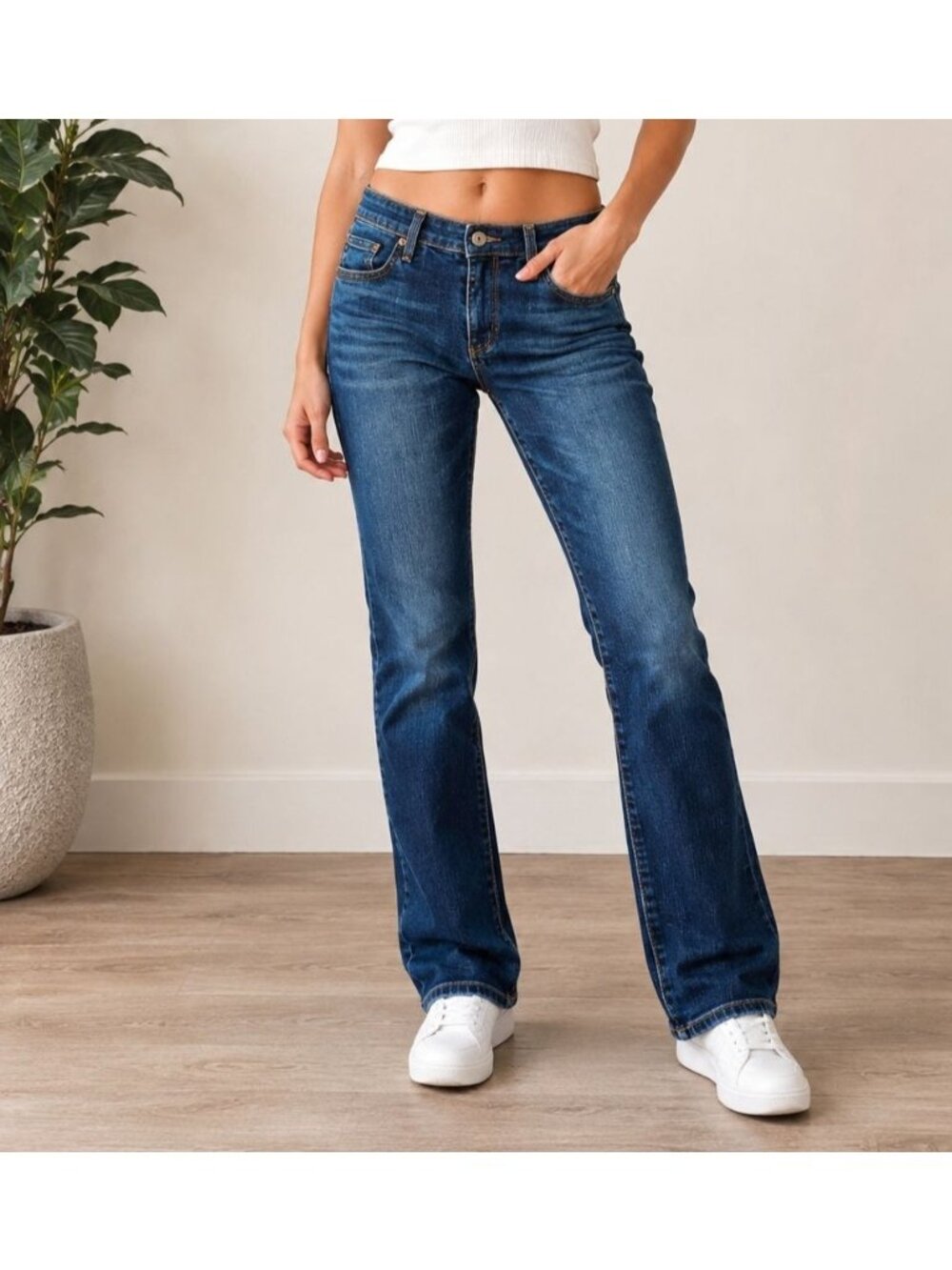 AG Adriano Goldschmied Womens Blue Denim Straight-Leg Jeans Size 29R Cotton Blen